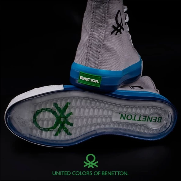 Benetton Gri Kadın Uzun Spor Ayakkabı BN-30189 - 4
