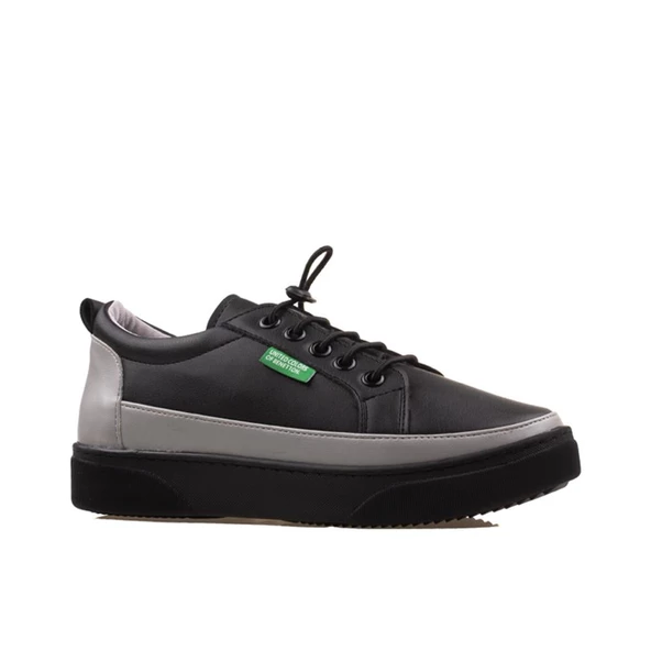 Benetton Siyah-Füme Yumuşak Deri Kadın Sneaker BN 30366 - 2