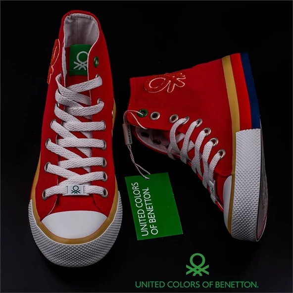 Benetton Kırmızı Kadın Uzun Spor Ayakkabı BN-30189 - 4