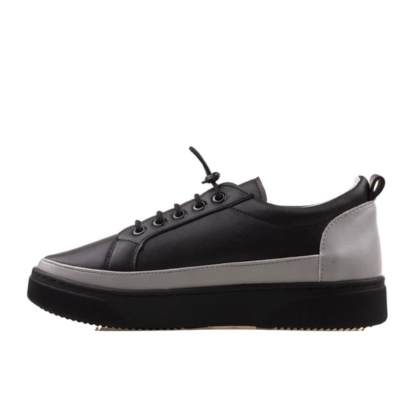 Benetton Siyah-Füme Yumuşak Deri Kadın Sneaker BN 30366 - 3
