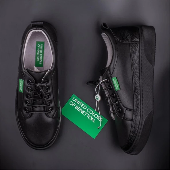 Benetton Siyah Yumuşak Deri Kadın Sneaker BN 30366 - 5