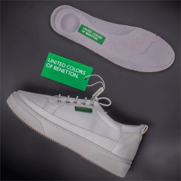 Benetton Beyaz Yumuşak Deri Kadın Sneaker BN 30366 - 4