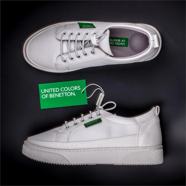 Benetton Beyaz Yumuşak Deri Kadın Sneaker BN 30366 - 5