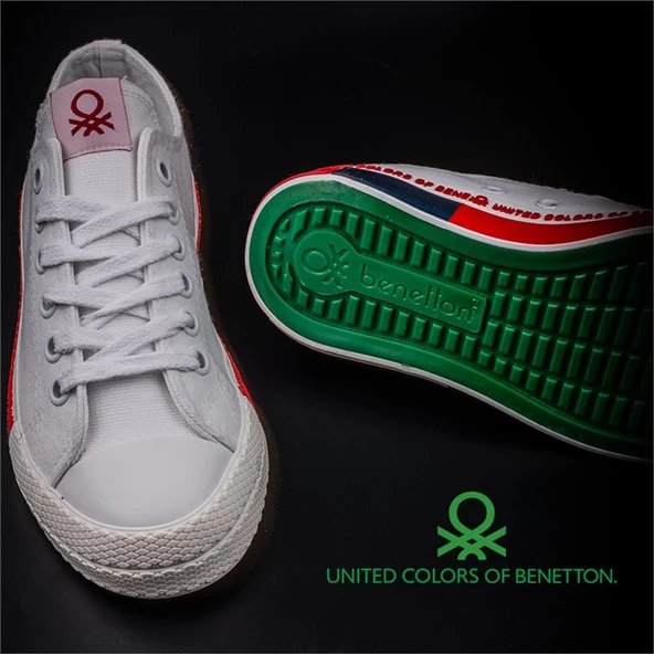 Benetton Beyaz Kadın Keten Spor Ayakkabı BN 70017 - 5