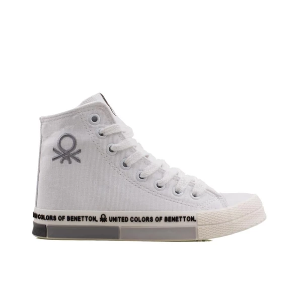 Benetton Gri Beyaz Uzun Kadın Keten Spor Ayakkabı BN 70021 ürün görseli