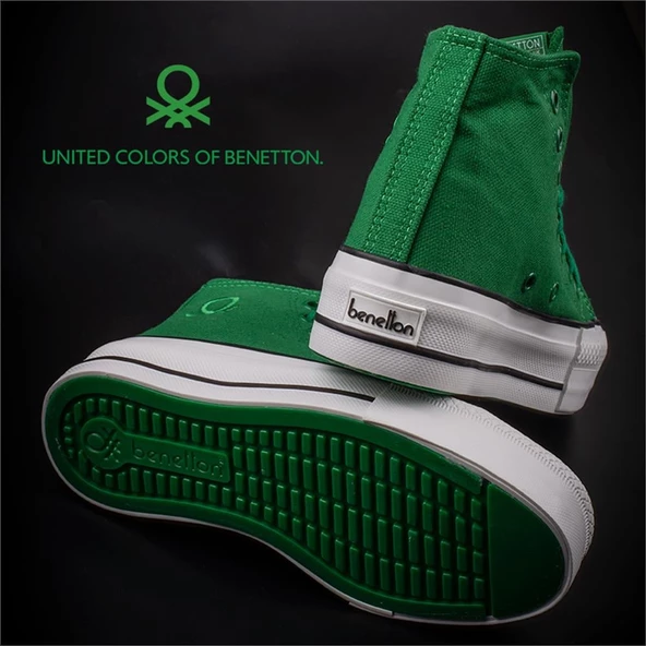 Benetton Yeşil Kalın Taban Kadın Uzun Keten Spor Ayakkabı BN30939 - Resim 7