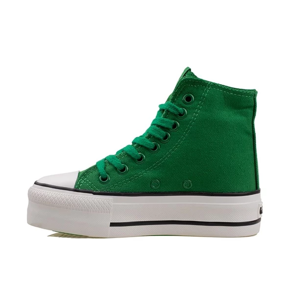 Benetton Yeşil Kalın Taban Kadın Uzun Keten Spor Ayakkabı BN30939 - Resim 3