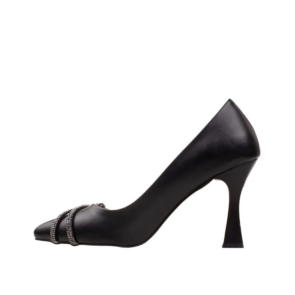M2S Siyah Taş Detaylı Kadın Klasik Ayakkabı - Resim 3