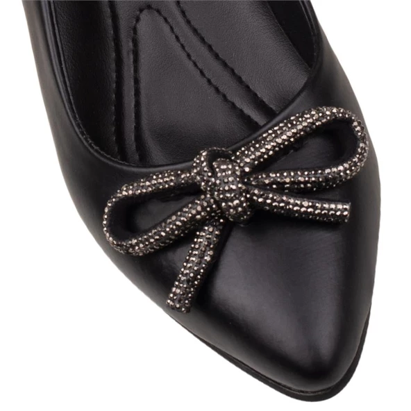 M2S Siyah Fiyonklu Kalın Topuk Klasik Ayakkabı - 6