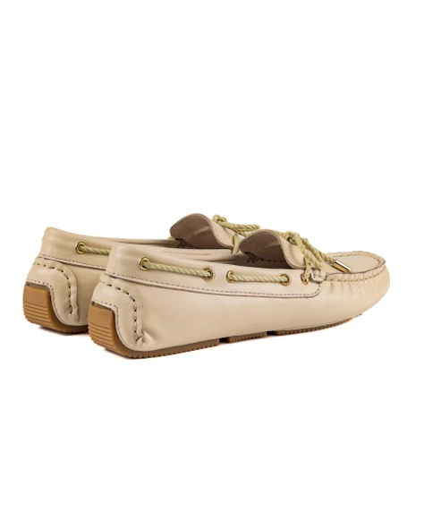 Minos Kadın Bej Hakiki Deri Loafer Ayakkabı - 4