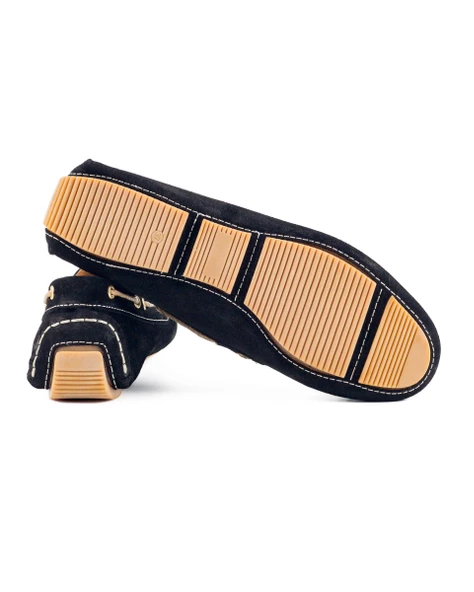 Minos Kadın Siyah Hakiki Süet Deri Loafer Ayakkabı - Resim 3