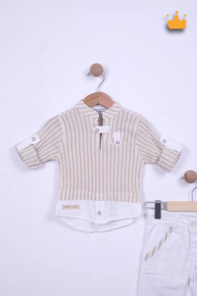 Babyhola Gofre Kumaş Gömlek Pantolon Erkek Çocuk Takım 2126 - 6