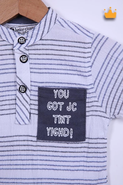 Babyhola Hakim Yaka Gömlek Kot Pantolon Erkek Bebek Çocuk Alt Üst Spor Takım Elbise 2143 - 3