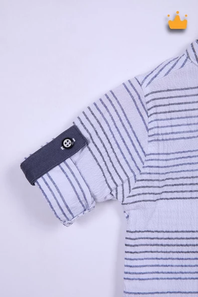 Babyhola Hakim Yaka Gömlek Kot Pantolon Erkek Bebek Çocuk Alt Üst Spor Takım Elbise 2143 - 7