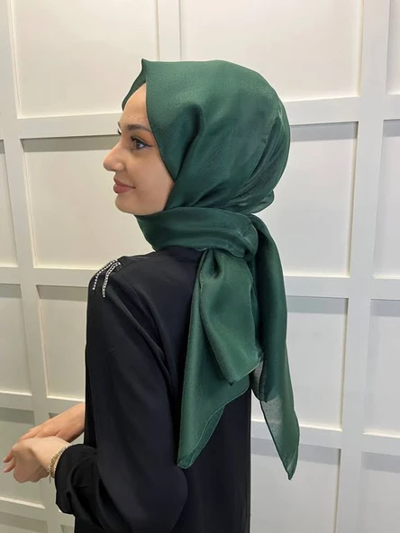 Siyane Scarf Tül Görünümlü Şal - Pırlanta Abiye Düğünlük Şal 00790  ZÜMRÜT ürün görseli