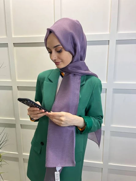 Siyane Scarf Tül Görünümlü Şal - Pırlanta Abiye Düğünlük Şal 00790  AÇIK MÜRDÜM - Resim 2