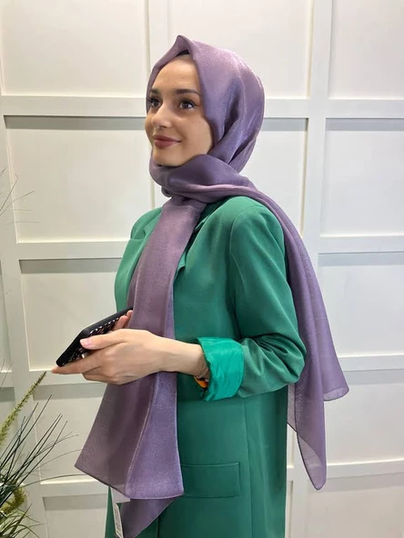 Siyane Scarf Tül Görünümlü Şal - Pırlanta Abiye Düğünlük Şal 00790  AÇIK MÜRDÜM - Resim 3