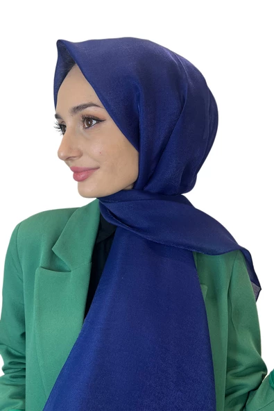 Siyane Scarf Tül Görünümlü Şal - Pırlanta Abiye Düğünlük Şal 00790  LACİVERT