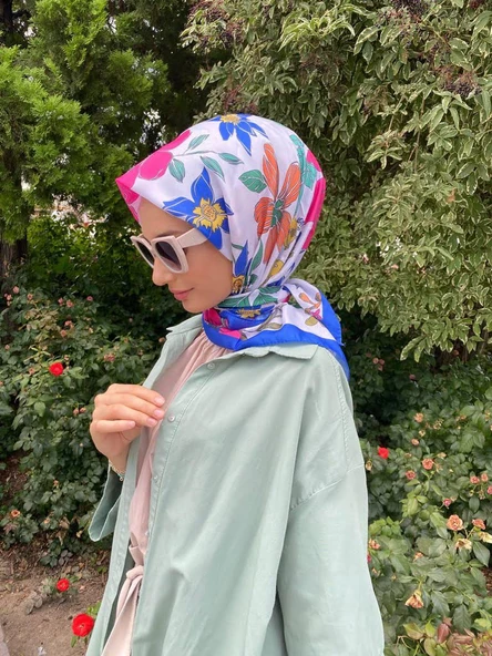 Siyane Scarf Pamuklu Çiçek Desenli Soft Eşarp 00603  SAKS