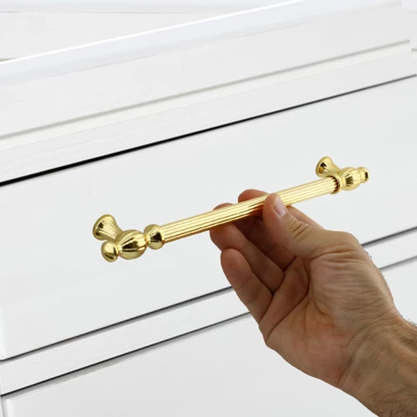 Kesir Mobilya Mutfak Dolabı Çekmece Dolap Kulpu Kulbu Gold Altın (192 MM-192.2 CM) Metal Kulpları - 2