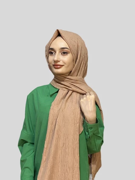 Loryan Scarf Viva Crush Pamuklu Şal 00380  SOĞAN - Resim 2