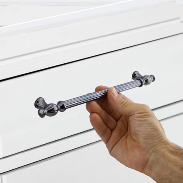 Kesir Mobilya Mutfak Dolabı Çekmece Dolap Kapak Kulpu Kulpları Kulbu Füme 224 Mm Metal Kulp - 2