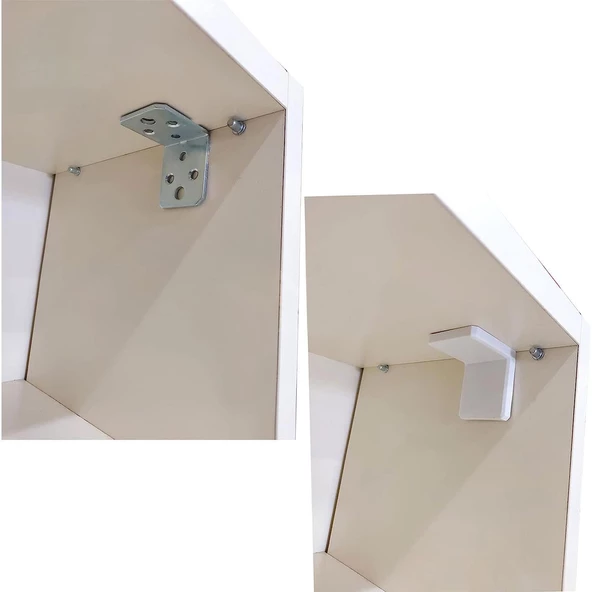 Mobilya Dolap Askı Elemanı Montaj Bağlantı Sabitleme Sabitleyici Demiri Beyaz 40x40x35 Mm (5 ADET) - 3
