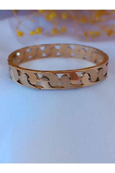 Şık ve tarz Altın kaplama antialerjik Çelik Kelepçe - 3