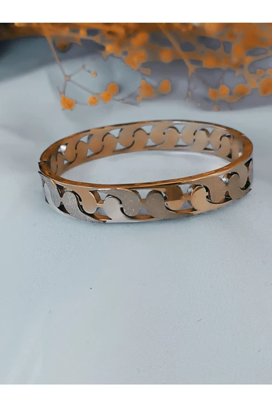 Şık ve tarz Altın kaplama antialerjik Çelik Kelepçe - 2