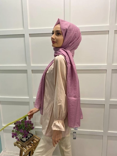 Siyane Scarf Parlak Tek Renk Jazz Pes Şal 00514 PUDRA