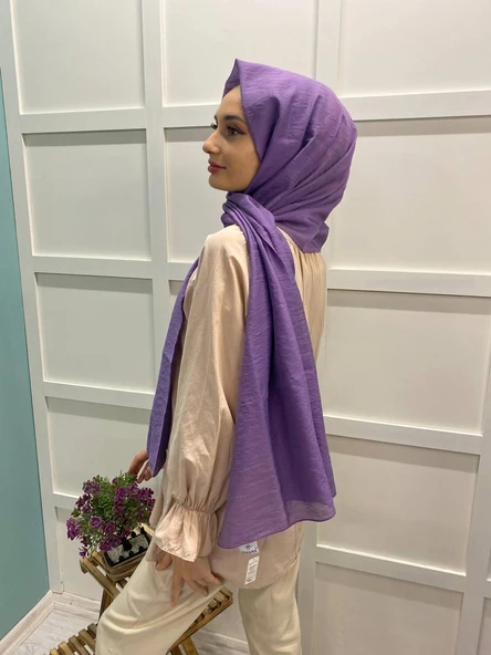 Siyane Scarf Parlak Tek Renk Jazz Pes Şal 00514  LİLA ürün görseli