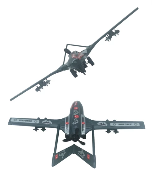 Bayraktar TB Oyuncak Uçak Maketi Çek Bırak Özellikli Standlı 23cm. - 2