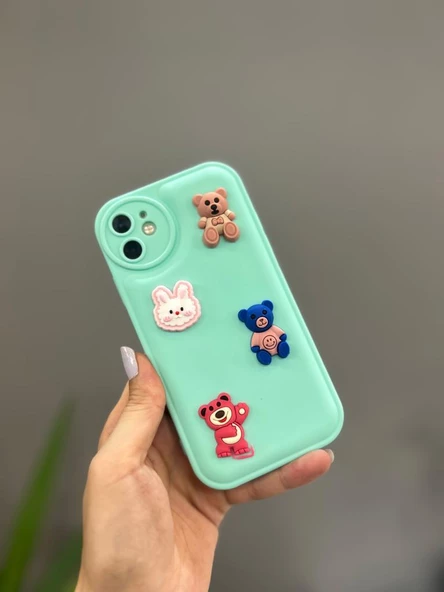 Iphone 11 Uyumlu Sevimli Ayıcıklı Puf Kılıf - 11