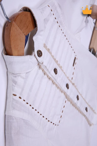 Babyhola Şapkalı Keten Gömlek Şort Erkek Çocuk Takım 2709 - 4