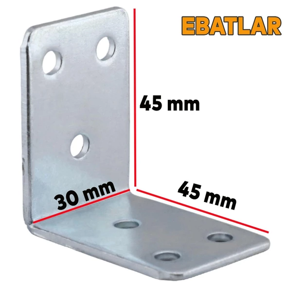 Mobilya Eşya Dolap Yatak Duvara Sabitleme Köşebent Bağlantı Aparatı L Demiri Gönye 45x45x30 Mm (5 ADET) - 2