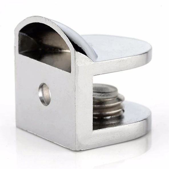 Tırnak Lüx Metal Cam Raf Tutucu Cam Etejer Menteşesi Krom Metal Vidalı 12 mm (4 Adet) - 4