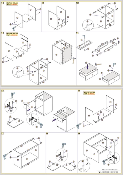 Kenzlife hazır mutfak seti nayakan byz 240 cm genişlik üst tezgahsız ankastre fırın modüllü - Resim 5