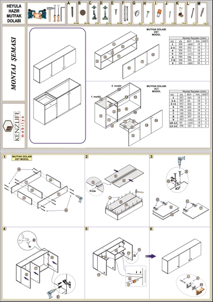 Kenzlife hazır mutfak seti heyula crd 180 cm genişlik üst tezgahsız - Resim 4