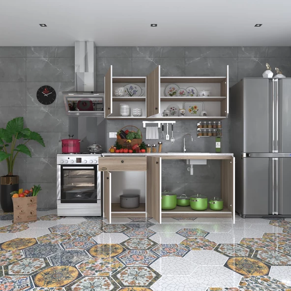 Kenzlife hazır mutfak seti heyula crd 180 cm genişlik üst tezgahsız - Resim 2