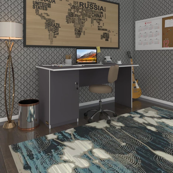 Kenzlife ofis masası miyamoto gri sol 75*130*80 kilitli kapaklı dolap bilgisayar çalışma masası - 2
