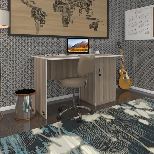 Kenzlife ofis masası miyamoto crd sağ 75*140*80 kilitli kapaklı dolap bilgisayar çalışma masası - Resim 2