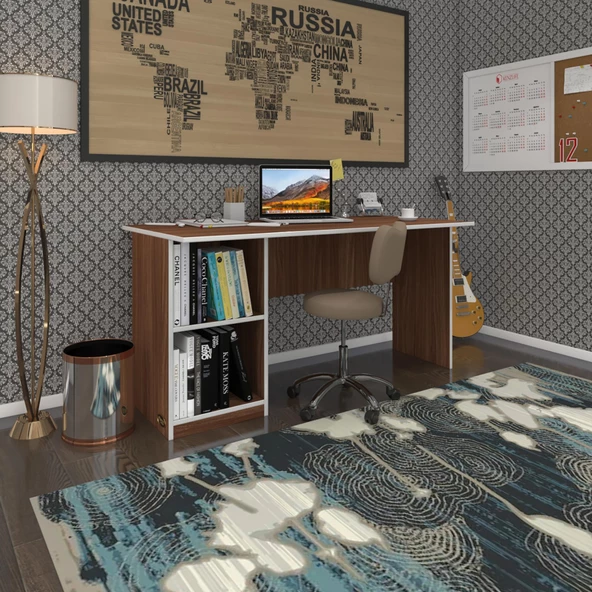 Kenzlife ofis masası kamikaze cvz sol 75*110*60 raflı dolap şeritli bilgisayar çalışma masası - Resim 2