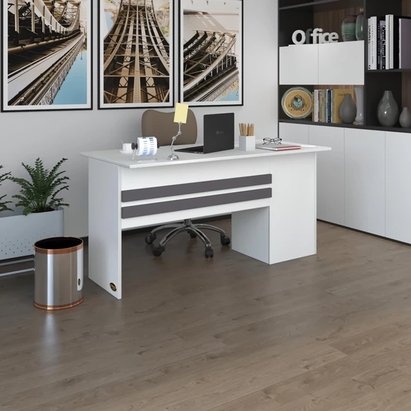 Kenzlife ofis masası kamikaze byz sol 75*150*60 raflı dolap şeritli bilgisayar çalışma masası
