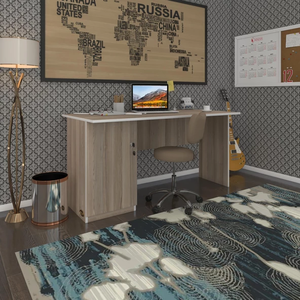 Kenzlife ofis masası kamikaze crd sol 75*130*60 kilitli kapaklı dolap şeritli bilgisayar çalışma masası - 2