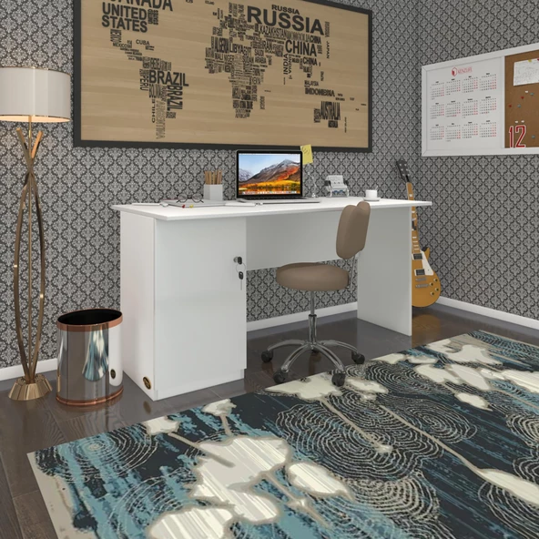 Kenzlife ofis masası kamikaze byz sol 75*140*80 kilitli kapaklı dolap şeritli bilgisayar çalışma masası - 2