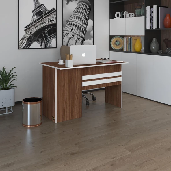 Kenzlife ofis masası kamikaze cvz sağ 75*140*60 kilitli kapaklı dolap şeritli bilgisayar çalışma masası