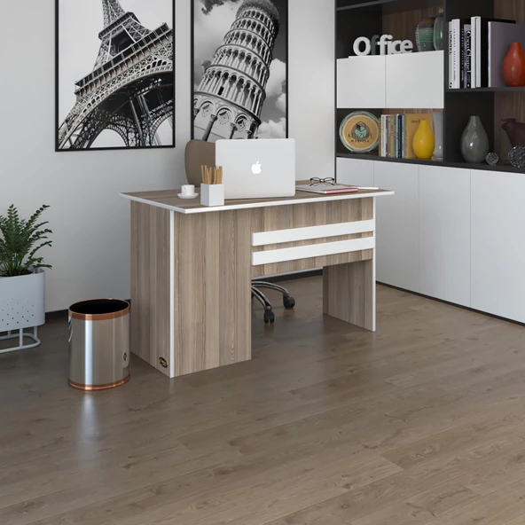 Kenzlife ofis masası kamikaze crd sağ 75*140*60 kilitli kapaklı dolap şeritli bilgisayar çalışma masası