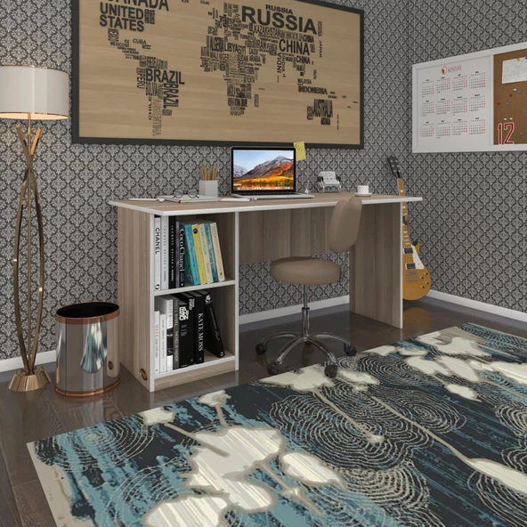 Kenzlife ofis masası yoko ono crd sol 75*140*60 raflı dolap eşkenar bilgisayar çalışma masası - 2