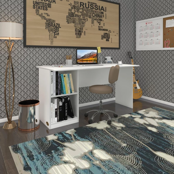 Kenzlife ofis masası yoko ono byz sol 75*140*80 raflı dolap eşkenar bilgisayar çalışma masası - 2