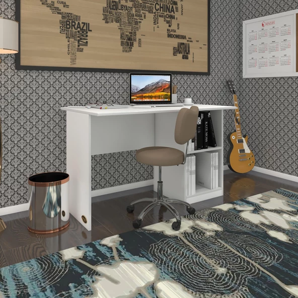 Kenzlife ofis masası yoko ono byz sağ 75*140*80 raflı dolap eşkenar bilgisayar çalışma masası - 2